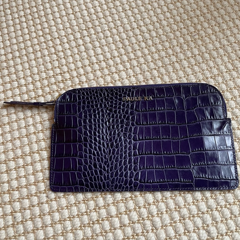 NWT Paule Ka Croc Alligator Embossed Clutch Pouch